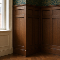 Système de lambris mural en bois de noyer foncé de style anglais classique de luxe personnalisé pour la décoration intérieure des villas et des hôtels