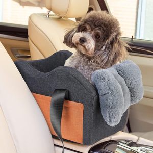Siège de voiture pour chien, siège de console centrale, siège rehausseur pour animaux de compagnie pour petits chiens (Champagne + Khaki) - Product Image 1