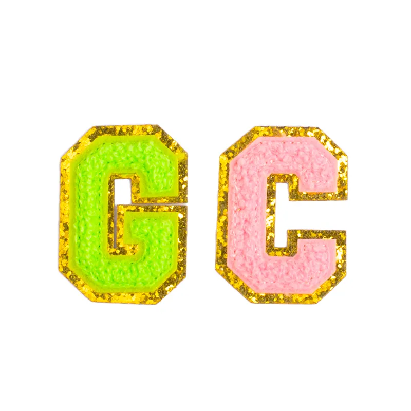 Grand logo personnalisé lettres conception en gros patch cousu fer sur patch de broderie avec crochet avec lettre patchs chenille