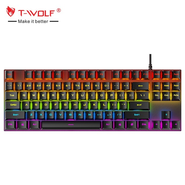 Wired Keyboard T18 TKL Gaming Mechanical Keyboard Blue Switch Wired 87keys RGB Light Keyboard for Laptop Computer Accessoires