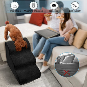 Hundetreppe Rampe für Betten Sofas – Hundetreppe mit Abnehmbarem, Waschbarem Cordbezug - Product Image 6