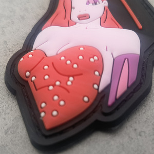Patch in PVC morbido con gomma, termoadesivo, in ciniglia goffrata, ecologico, con personaggio femminile mascotte ragazza con orecchie da coniglio, sexy - Product Image 3