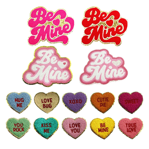 Patchs thermocollants pour la Saint-Valentin, nouveaux patchs en tissu chenille pailleté, lettre d'amour XOXO, logo brodé, fleur '<span class=keywords><strong>Let</strong></span> Love Grow', patch de baiser - Product Image 1