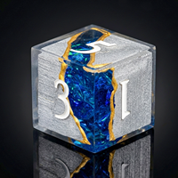 Ensemble de 7 dés DND en résine facettée bleu argenté Star Vein Relic, faits à la main, à bords vifs, polyédriques, pour jeux de rôle Dungeons & Dragons et jeux de société