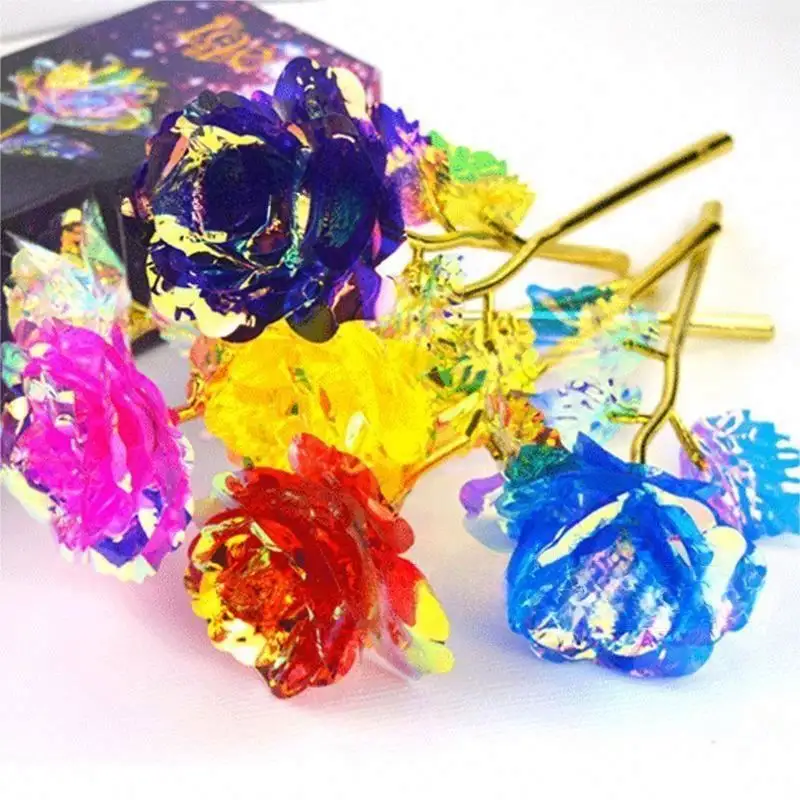Gifts for Women Rose Flower, Gifts for Mom Birthday Gifts, Colorful Rainbow Enchanted Crystal Flower Mothers Day Ideas Gifts