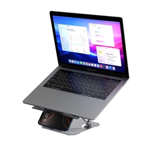 Support pour ordinateur portable en acier carbone robuste, réglable, ergonomique, avec support pour téléphone portable pour le bureau - Product Image 6