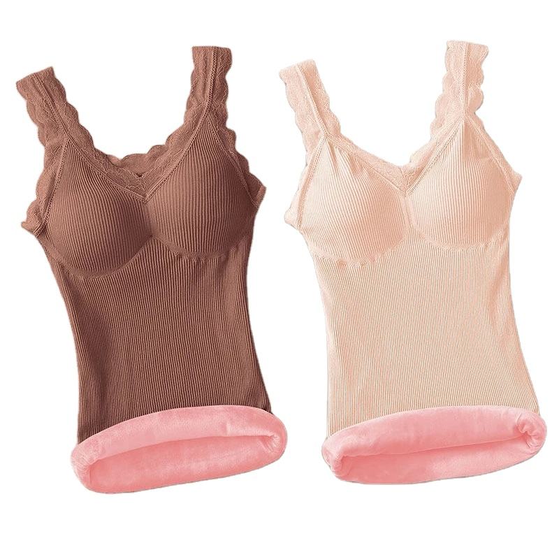 40-90Kg sous-vêtements thermiques femme velours dentelle col en v