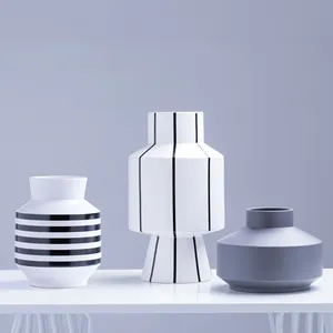银河收藏意大利设计陶瓷花瓶家居装饰现代白色灰色花瓶