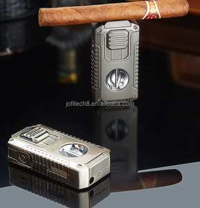 JOFI Windproof Blue Flame Portable <b>Cigar</b> Torch <b>Lighter</b> <b>Cigar</b> <b>Lighter</b> With Cutter Punch Custom Logo for Wholesale <b>Cigar</b> Shop - Product Image 3