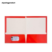 Carpeta de Archivos de Papel de Dos Bolsillos Planos, Tamaño Carta, Color Rojo, Ecológica, de Alta Calidad, con Logotipo Personalizado, Marca Skywingproduct
