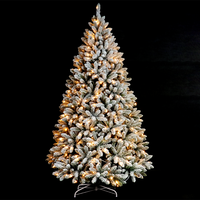Árbol de Navidad Artificial de Cedro Ecológico de Alta Calidad con Pantalla LED, Luces Cálidas Multicolores y Base Sencilla
