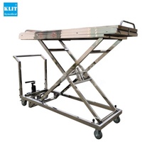 Chariot de morgue hydraulique en acier inoxydable 304 à hauteur réglable avec plateau