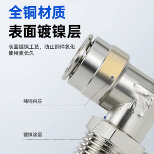 ข้อต่อลมแรงดันสูงแบบมุมฉาก Li Guang Aerodynamics All Copper Quick Coupler Pl8 02 เกลียวชุบนิกเกิล - Product Image 1