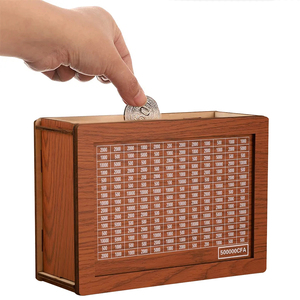 Hucha de madera personalizada con diseño de dólar, euro y libra, caja de ahorro portátil con logotipo personalizado, regalos novedosos, decoración del hogar - Product Image 4