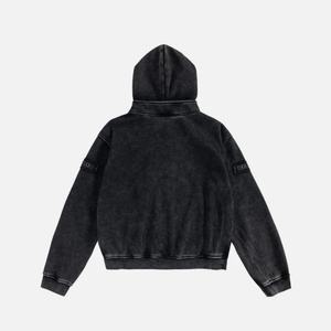 Chaqueta con Capucha Negra con Cierre para Hombre, Prenda Exterior Informal y Suave con Bolsillos con Solapa de Botones y Detalles de Parches en los Hombros - Product Image 3