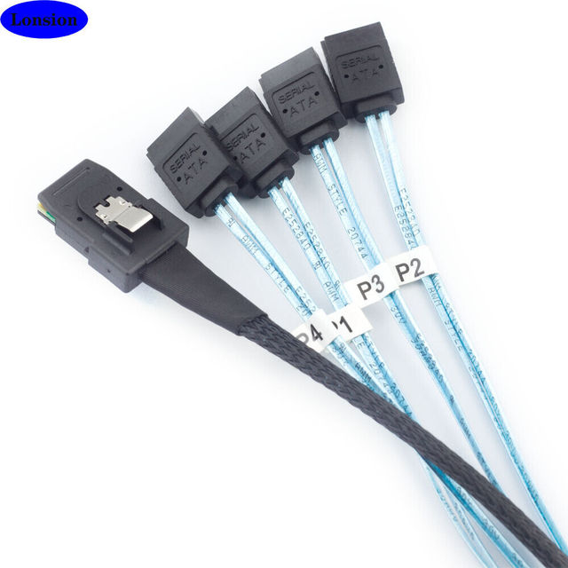 MINI SAS SFF-8087 to 4 Ports SATA High-Speed Adapter Cable with Nylon/PVC Jacket for Computer Server