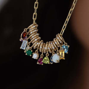 Joyería de Moda Personalizada para Mujer, Colgante de Cobre Chapado en Oro de 18K con 12 Piedras de Nacimiento Coloridas para Collar, Regalo para Creación de Joyas - Product Image 2