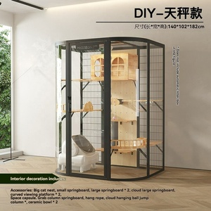 Vente en gros de villa pour chat en bois massif, château robuste pour chat avec poteaux à gratter, hamac, maison de jeu multifonction pour chat, meubles pour animaux de compagnie d'intérieur - Product Image 6