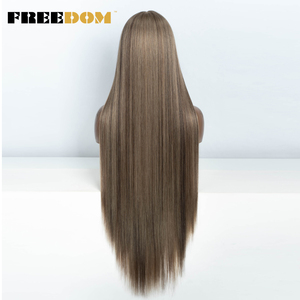FREEDOM Cheveux synthétiques lisses pour perruque à dentelle 210g pour perruque à dentelle frontale Femme 38 pouces Longue Brun Rouge Blond Mèches Perruque à usage quotidien - Product Image 2