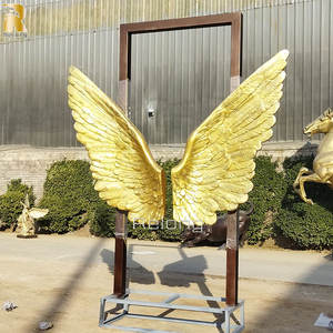 Decoración de jardín al aire libre escultura de arte dorado estatua de alas de Ángel de bronce a la venta - Product Image 6