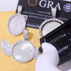 Liontin Kalung Perak 925 NUOYA Iced Out <span class=keywords><strong>Angel</strong></span> Wings dengan Moissanite, Liontin Foto Custom, Perhiasan Trendi untuk Wanita - Product Image 3