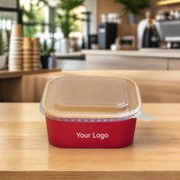 Bol alimentaire jetable en papier kraft carré et rectangulaire, 750 ml, 1000 ml, avec couvercle à clipser, robuste, pour salades, snacks et biscuits, personnalisable, marque privée