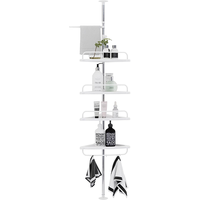Étagère de rangement d'angle de douche télescopique réglable à 4 niveaux, support de rangement debout, organisateur d'étagères, antirouille, barre de tension