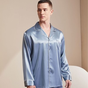Ensemble de pyjamas en satin de <span class=keywords><strong>soie</strong></span> de mûrier 100% pour hommes, 22 Momme, OEKO-TEX 6A, tissu respirant, manches longues - Product Image 4
