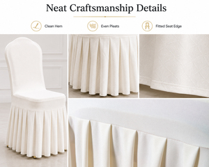 Housses de chaise de banquet en spandex à plis uniformes avec jupe plissée pour la restauration hôtelière et les salles de banquet – Vente en gros - Product Image 5