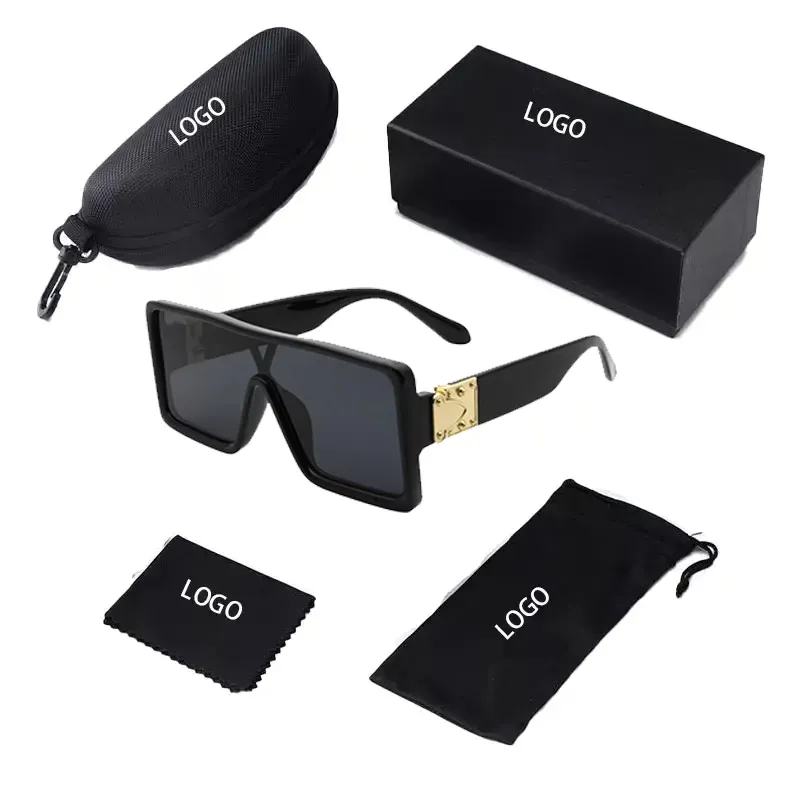 2024 Luxury Brand Designer Oversize One Piece Sunglasses Stylish Unisex Fancy Metal Accessory Sunglasses customizing