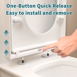 <span class=keywords><strong>Tapa</strong></span> de inodoro de plástico lavable con forma de D para uso en baños de hotel, juego de tapas de inodoro UF con botón de liberación rápida y <span class=keywords><strong>bisagra</strong></span>. - Product Image 2