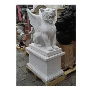 Escultura de mármol Natural para exteriores, estatua de Gryphon Griffin de jardín de piedra de leones alados