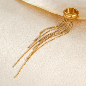 Boucles d'oreilles clips longues <span class=keywords><strong>à</strong></span> pampilles SongYi en acier inoxydable plaqué or 18 carats pour femmes, tendance, minimalistes, étanches et inaltérables - Product Image 6