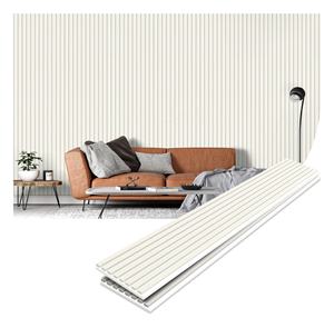 Panneau mural en bois de luxe Panneau Aku décoratif de qualité supérieure Panneau acoustique <span class=keywords><strong>blanc</strong></span> à lattes de bois 3 faces pour décoration de mur intérieur - Product Image 1