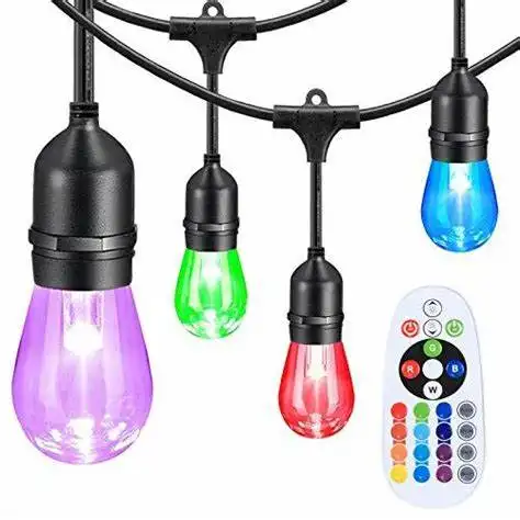 RGB color remote wifi E26 S14 Filament LED Bulbs Heavy duty Edison Vintage Hanging Outdoor String Lights For Patio