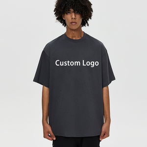 <span class=keywords><strong>T</strong></span>-shirts personnalisés en gros, hip-hop, basique, noir, 270 g/m², col rond, épaules tombantes, surdimensionné - Product Image 2