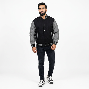 Chaqueta Deportiva de Corte Atlético para Hombre con Diseño de Dos Tonos e Interior Acogedor, Perfecta para Estilo Universitario o Ropa Urbana - Product Image 1