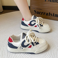 Chaussures décontractées pour étudiants en mode, chaussures de plateforme pour femmes, baskets épaisses toutes occasions, lacets, tissu en maille respirant, chaussures d'automne et d'été