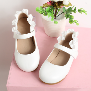Chaussures en cuir pour enfants à semelle souple antidérapante avec boucle, nouvelle mode, vente en gros, chaussures plates blanches à lacets pour filles - Product Image 4