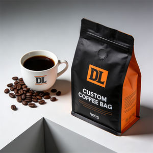 Минималистичный пакет-стойка с плоским дном и зип-локом, с цифровой печатью, низкий MOQ, для упаковки снеков, кофе, чая, с клапаном для отвода воздуха - Product Image 2