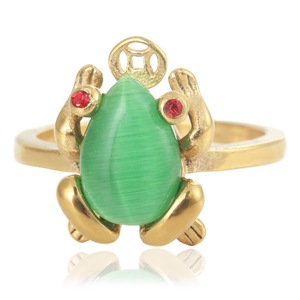 Bague yunnique en pierre verte motif crapaud, bijoux fantaisie pour femme, cadeau, sertissage à griffes - Product Image 4