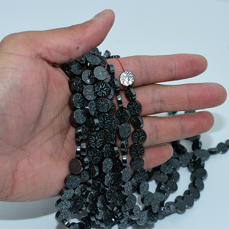 Wholesale DIY Jewelry Making Beads-Natural Hematite Tree of Life Charm Gemstones