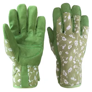 Sarung tangan berkebun pekerjaan taman sarung tangan kulit sintetis Microfiber yang diperkuat
