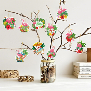 Adornos colgantes de flamencos de papel, decoraciones para fiestas de verano en la playa, accesorios reutilizables con temática hawaiana - Product Image 4