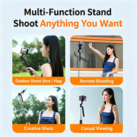 Trépied R16 4-en-1 de 1,7 m avec stabilisation d'image 3 axes, lumière intégrée, perche à selfie extensible pour téléphone portable et support de prise de vue panoramique