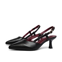 Nouvelles Chaussures Élégantes et Sexy à Talons Hauts et Bout Pointu pour Femmes, en Cuir Noir Exquis, à Plateforme et Talon Fin, Collection 2026