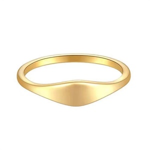 New Arrivals Simple Brushed Stainless Steel 18k Gold Plated Female Custom logo <b>Blank</b> <b>Rings</b> - Product Image 5