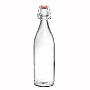 500ml o.5liter clear carborated juice coconut milk beverage water glass bottle with swing top lids