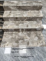 Carreaux de porcelaine brillants à motif marbre beige, gris et marron, rectangulaires pour marches et plateformes d'escalier, vente en gros OEM