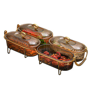 Oval Compartmentalized Fruit Platter With Lid And Handle For Living Room <b>Storage</b> <b>Trays</b> 2-3 Sections Food Serving Dish - Product Image 5